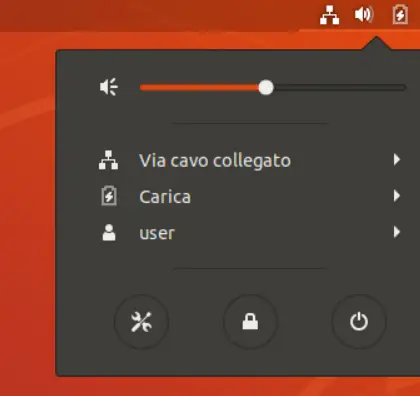 il menu impostazioni di ubuntu