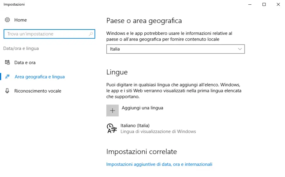 Modifica le opzioni di lingua e tastiera - aggiunta di lingue e layout di tastiera