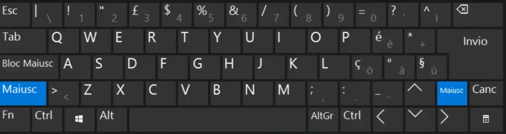 tabella caratteri speciali tastiera secondo livello