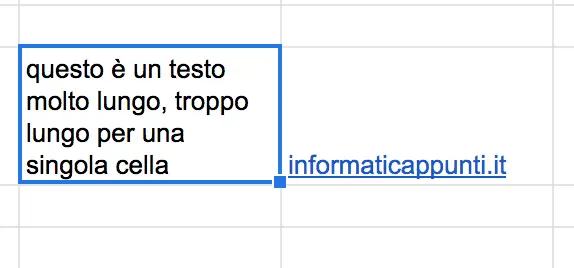 testo a capo in automatico in Google Fogli