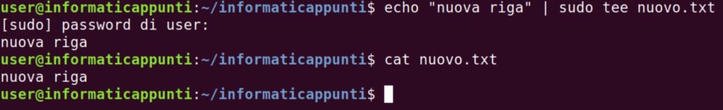 cat, sudo e tee