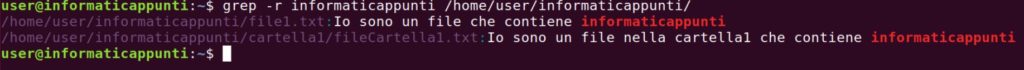 esempio comando grep ricorsivo
