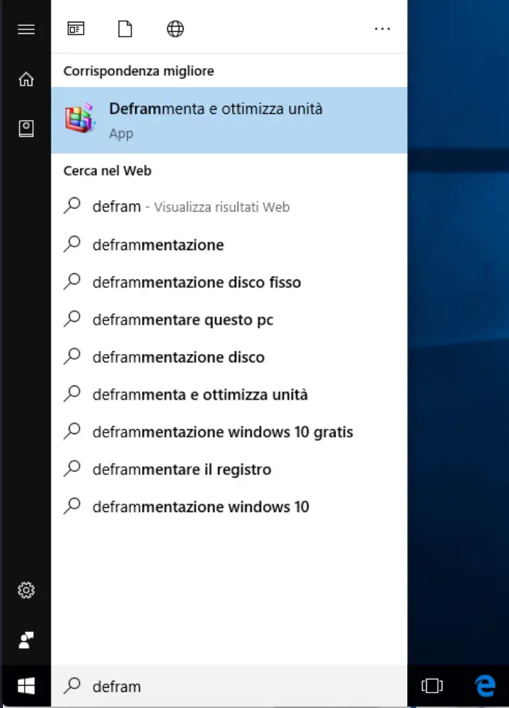 Aprire Deframmenta e ottimizza unità