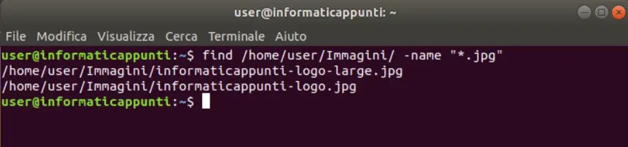 cercare file in linux per nome o estensione - comando linux find