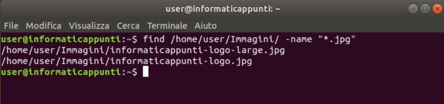 cercare file in linux per nome o estensione - comando linux find