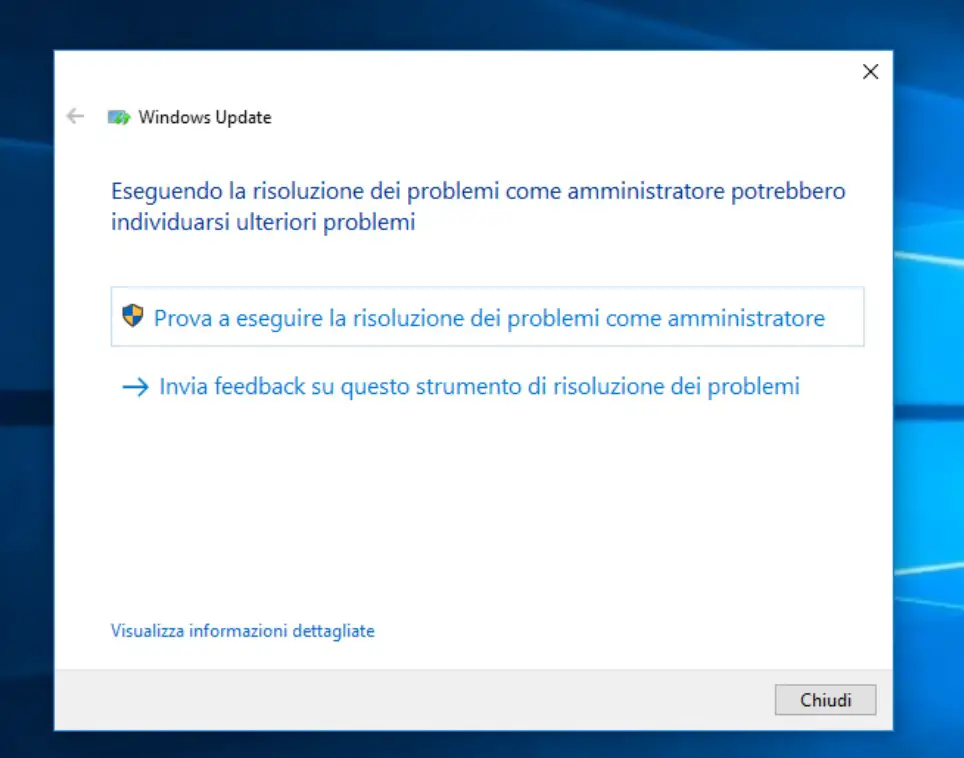 reset windows update con troubleshooter - Amministratore