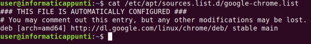 verifica repository google chrome su ubuntu