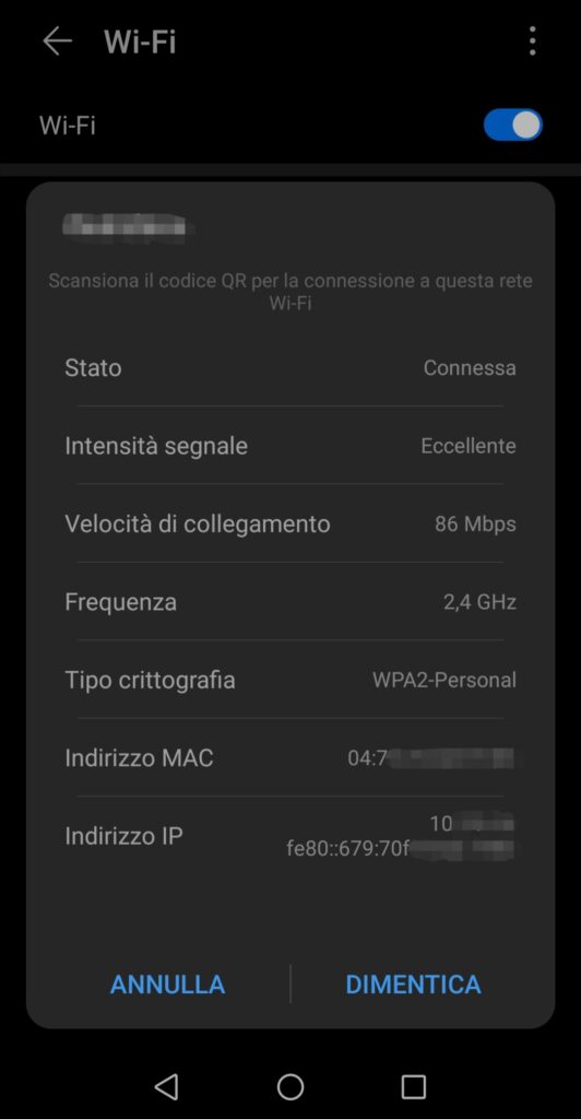 Vedere il MAC address su Android