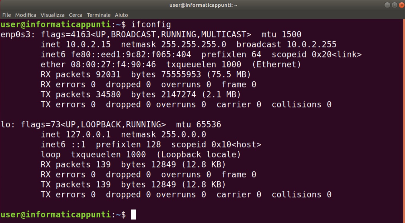 Ifconfig ubuntu