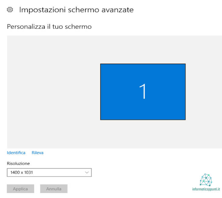 Impostazioni schermo avanzate