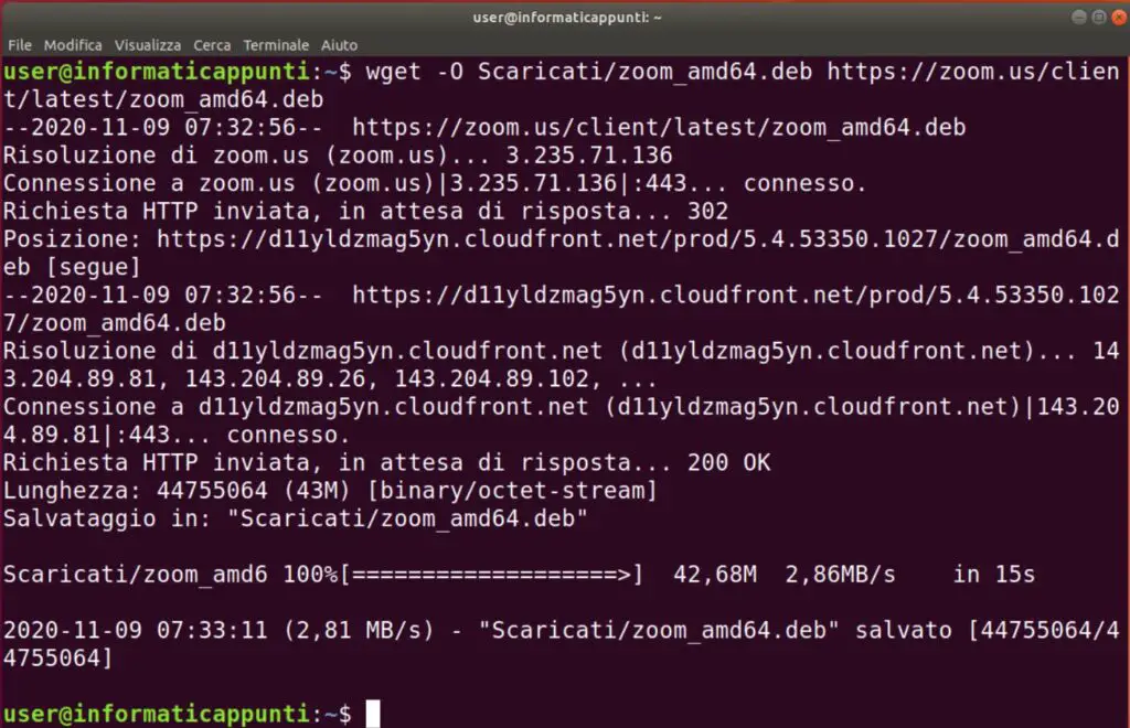 wget zoom linux