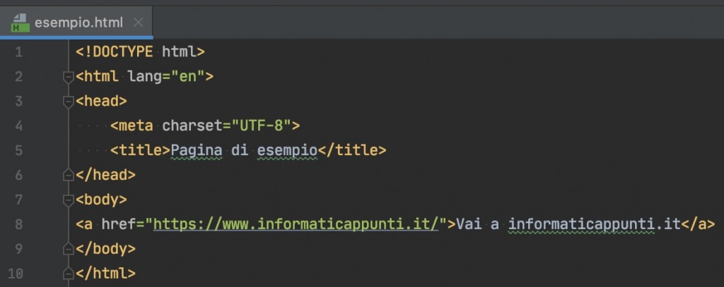 Link base nel codice di una pagina html