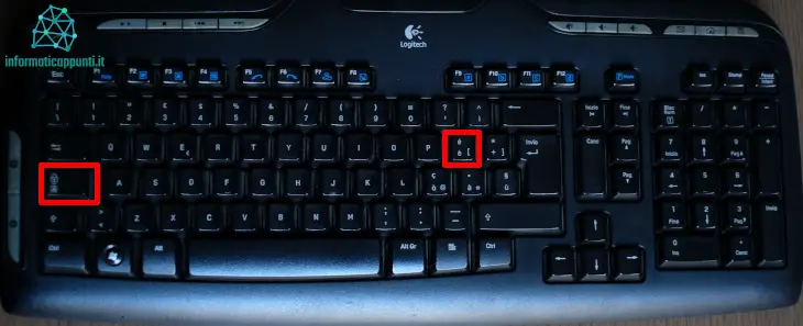 Posizione dei tasti utilizzati per fare la e maiuscola accentata su linux