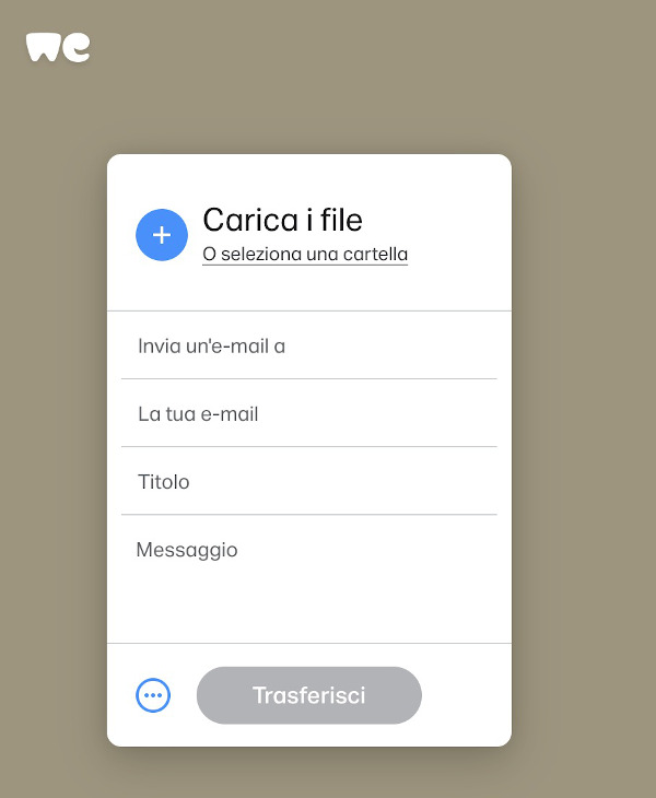 modulo di caricamento dei file di wetransfer