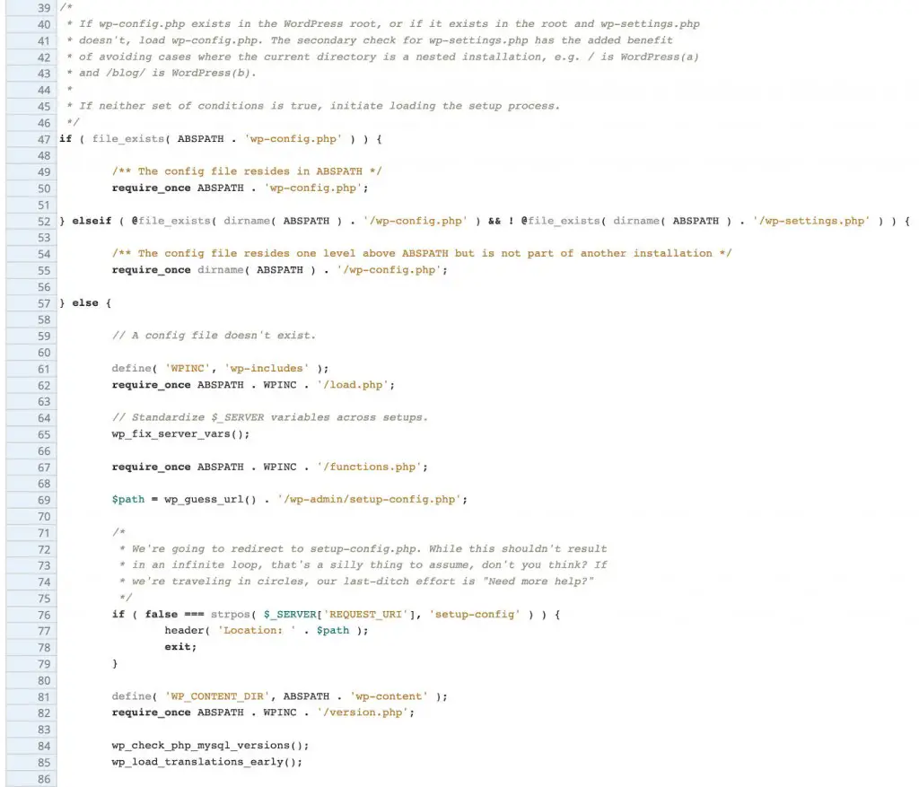 codice sorgente in php di wordpress
